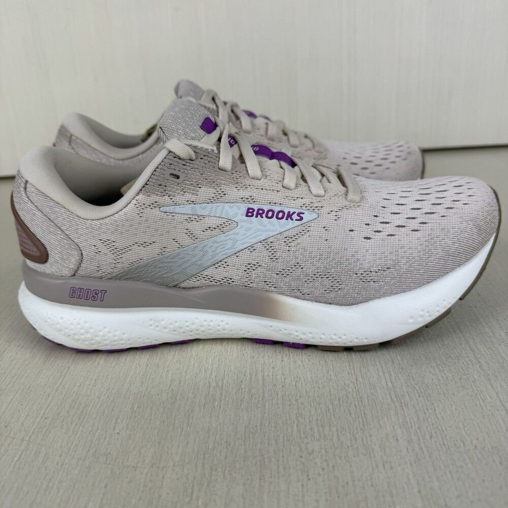 Brooks Ghost 16 Running Shoes Womens Size 7 Almond Peach Purple Athletic Gym Run - Picture 5 of 11